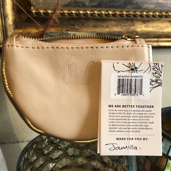 Cream & Gold Sseko Smooth Leather Change Wallet - Picture 4 of 9